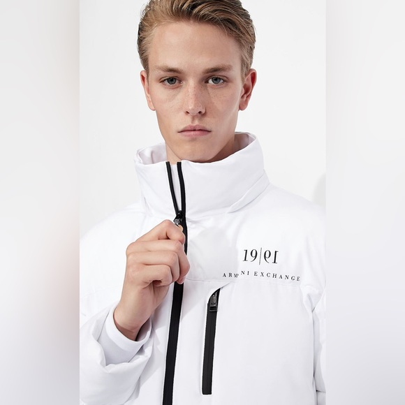 Armani Exchange Blouson White Jacket 6KZB12 ZNICZ 1100 - Picture 6 of 8